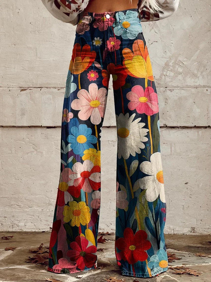 Freja | Vida byxor med blommönster